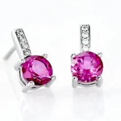 Histoire d'Or Boucles D'oreilles Puces Noora Or Blanc Topaze Rose Oxyde De Zirconium* Boucles D'Oreilles|Clous D'Oreilles