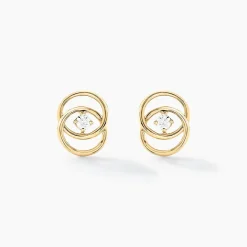 Histoire d'Or Boucles D'oreilles Puces Nid D'amour Or Jaune Diamant
