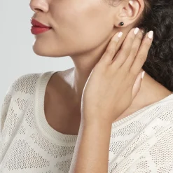 New Histoire d'Or Boucles D'oreilles Puces Orbe Argent Blanc Céramique argent blanc céramique noire