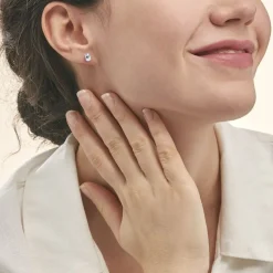 Histoire d'Or Boucles D'oreilles Puces Ovale Serti Griffe Or Blanc Topaze* Boucles D'Oreilles|Clous D'Oreilles