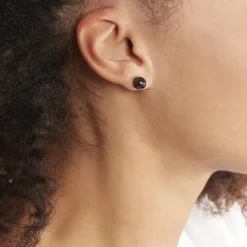 Clearance Histoire d'Or Boucles D'oreilles Puces Orbe Argent Blanc Céramique argent blanc céramique noire