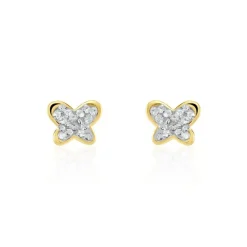 Histoire d'Or Boucles D'oreilles Puces Or Jaune Cercis Strass* Boucles D'Oreilles|Clous D'Oreilles