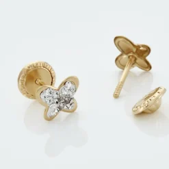 Histoire d'Or Boucles D'oreilles Puces Or Jaune Cercis Strass* Boucles D'Oreilles|Clous D'Oreilles