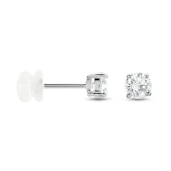 New Histoire d'Or Boucles D'oreilles Puces Or Blanc Katherina Oxyde De Zirconium or blanc oxyde