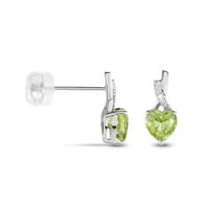 Clearance Histoire d'Or Boucles D'oreilles Puces Or Blanc Clothilde Péridot or blanc péridot vert