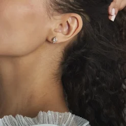 Online Histoire d'Or Boucles D'oreilles Puces Or Blanc Lydia Oxydes De Zirconium or blanc oxyde