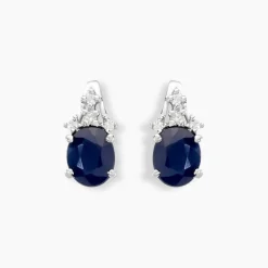 Hot Histoire d'Or Boucles D'oreilles Puces Or Blanc Marie Saphirs Diamants