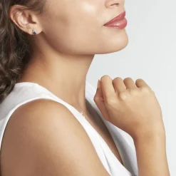 Hot Histoire d'Or Boucles D'oreilles Puces Or Blanc Marie Saphirs Diamants