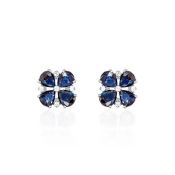 Histoire d'Or Boucles D'oreilles Puces Or Laura Blanc Saphir Et Diamant* Boucles D'Oreilles|Clous D'Oreilles