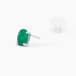 Outlet Histoire d'Or Boucles D'oreilles Puces Ovale or blanc emeraude