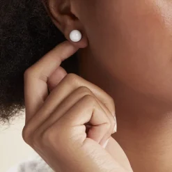 Histoire d'Or Boucles D'oreilles Puces Orbe Argent Blanc Céramique* Boucles D'Oreilles|Boucles D'Oreilles Fantaisie