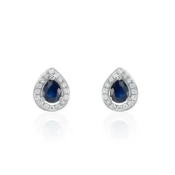 Histoire d'Or Boucles D'oreilles Puces Or Blanc Elheme Saphir* Boucles D'Oreilles|Clous D'Oreilles