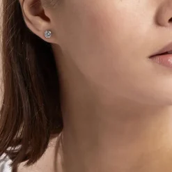 Hot Histoire d'Or Boucles D'oreilles Puces Philia Argent Blanc Oxyde De Zirconium