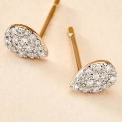 Histoire d'Or Boucles D'oreilles Puces Pear C Or Jaune Diamant* Boucles D'Oreilles|Clous D'Oreilles