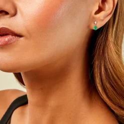 Histoire d'Or Boucles D'Oreilles Puces Porfirio Or Jaune Emeraude Diamant* Boucles D'Oreilles|Clous D'Oreilles