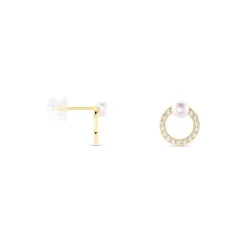 Online Histoire d'Or Boucles D'oreilles Puces Piety Or Jaune Perle De Culture Oxyde