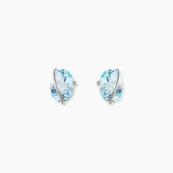 Discount Histoire d'Or Boucles D'oreilles Puces Prudencia Or Blanc Topaze or blanc topaze bleue