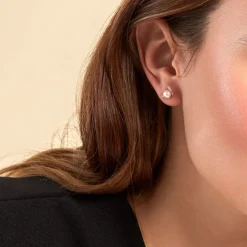 Histoire d'Or Boucles D'oreilles Puces Pearly Or Jaune Perle De Culture Oxyde* Boucles D'Oreilles|Clous D'Oreilles