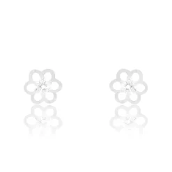 Discount Histoire d'Or Boucles D'oreilles Puces Philine Fleur De Zirconium or blanc oxyde