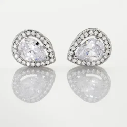 Clearance Histoire d'Or Boucles D'oreilles Puces Pilar Argent Blanc Oxyde De Zirconium