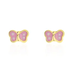 Histoire d'Or Boucles D'oreilles Puces Papillon Rose Or Jaune* Boucles D'Oreilles|Clous D'Oreilles