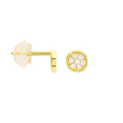 Discount Histoire d'Or Boucles D'oreilles Puces Pastille Serti Clos Or Jaune Oxyde