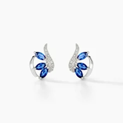Sale Histoire d'Or Boucles D'oreilles Puces Petale Et Diamant or blanc saphir