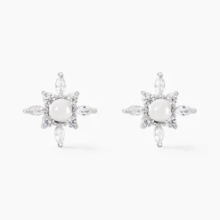 Best Histoire d'Or Boucles D'oreilles Puces Rhoda Argent Blanc Perle De Culture Oxyde