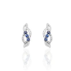 Histoire d'Or Boucles D'oreilles Puces Rosalyne Or Blanc Saphir Et Diamant* Boucles D'Oreilles|Clous D'Oreilles