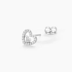 Online Histoire d'Or Boucles D'oreilles Puces Rizlene Argent Blanc Oxyde De Zirconium