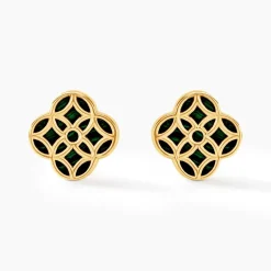 Best Histoire d'Or Boucles D'oreilles Puces Rosalite Or Jaune Malachite or jaune malachite vert