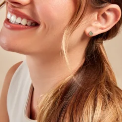 Best Histoire d'Or Boucles D'oreilles Puces Rosalite Or Jaune Malachite or jaune malachite vert