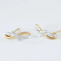 Best Histoire d'Or Boucles D'oreilles Puces Soukayna Or Bicolore Diamant