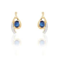 Histoire d'Or Boucles D'oreilles Puces Sagesse Or Jaune Saphir Et Diamant* Boucles D'Oreilles|Clous D'Oreilles