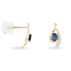 Histoire d'Or Boucles D'oreilles Puces Sagesse Or Jaune Saphir Et Diamant* Boucles D'Oreilles|Clous D'Oreilles