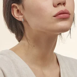 Online Histoire d'Or Boucles D'oreilles Puces Sculptural Or Blanc Diamant