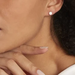 Best Histoire d'Or Boucles D'oreilles Puces Solene Argent Blanc Céramique