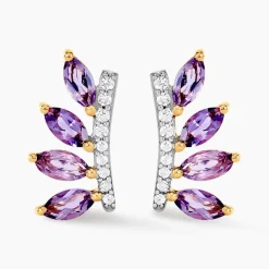 Histoire d'Or Boucles D'oreilles Puces Tiara Or Jaune Améthyste Oxyde De Zirconium* Boucles D'Oreilles|Clous D'Oreilles