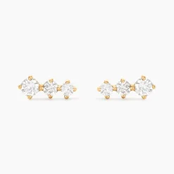 Outlet Histoire d'Or Boucles D'oreilles Puces Tryphena Or Jaune Diamant Synthétique
