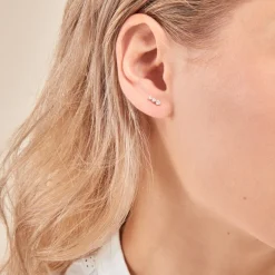 Outlet Histoire d'Or Boucles D'oreilles Puces Tryphena Or Jaune Diamant Synthétique