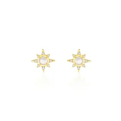 Histoire d'Or Boucles D'oreilles Puces Terry Or Jaune Calcedoine Et Oxyde* Boucles D'Oreilles|Clous D'Oreilles