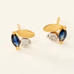 Discount Histoire d'Or Boucles D'oreilles Puces Tameka Or Bicolore Saphir Diamant