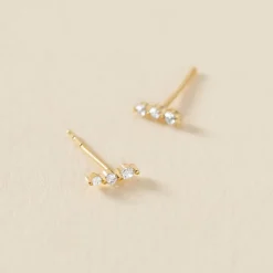 Discount Histoire d'Or Boucles D'oreilles Puces Tria Or Jaune Oxyde De Zirconium