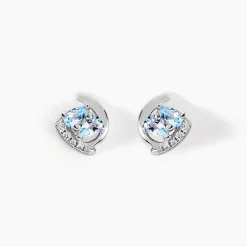 Histoire d'Or Boucles D'oreilles Puces Tya Or Blanc Topaze Et Oxyde De Zirconium* Boucles D'Oreilles|Clous D'Oreilles