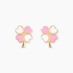 Histoire d'Or Boucles D'oreilles Puces Trefle Email Or Jaune* Boucles D'Oreilles|Clous D'Oreilles
