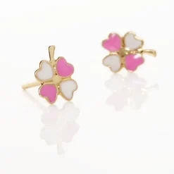 Histoire d'Or Boucles D'oreilles Puces Trefle Email Or Jaune* Boucles D'Oreilles|Clous D'Oreilles