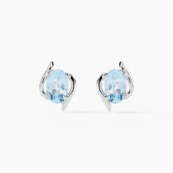 Histoire d'Or Boucles D'oreilles Puces Vrille Ovale Or Blanc Topaze* Boucles D'Oreilles|Clous D'Oreilles