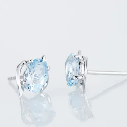 Histoire d'Or Boucles D'oreilles Puces Vrille Ovale Or Blanc Topaze* Boucles D'Oreilles|Clous D'Oreilles