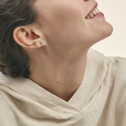 Histoire d'Or Boucles D'oreilles Puces Vrille Ovale Or Blanc Topaze* Boucles D'Oreilles|Clous D'Oreilles