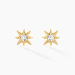 Best Histoire d'Or Boucles D'oreilles Puces Vangelis Or Jaune Diamant